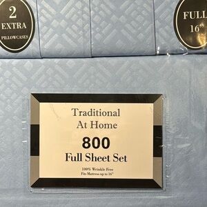 Traditional At Home 6pc Full Sheet Set Sky Blue Diamond embossed